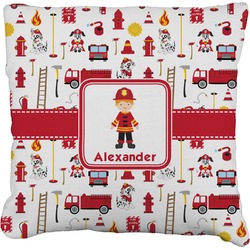 Firefighter Character Faux-Linen Throw Pillow 20" w/ Name or Text