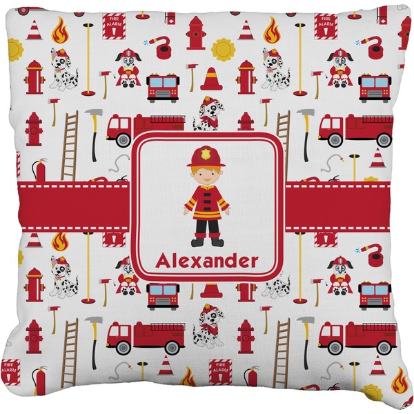 Custom Firefighter Character Faux-Linen Throw Pillow 20" w/ Name or Text