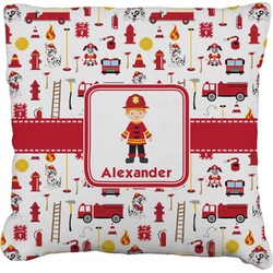 Firefighter Character Faux-Linen Throw Pillow 26" w/ Name or Text