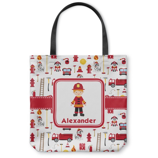 Custom Firefighter Character Canvas Tote Bag - Large - 18"x18" w/ Name or Text