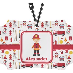 Firefighter Character Rear View Mirror Ornament w/ Name or Text