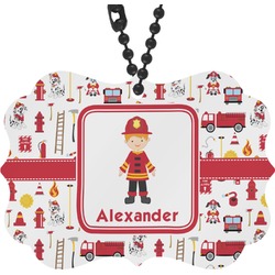 Firefighter Character Rear View Mirror Charm w/ Name or Text