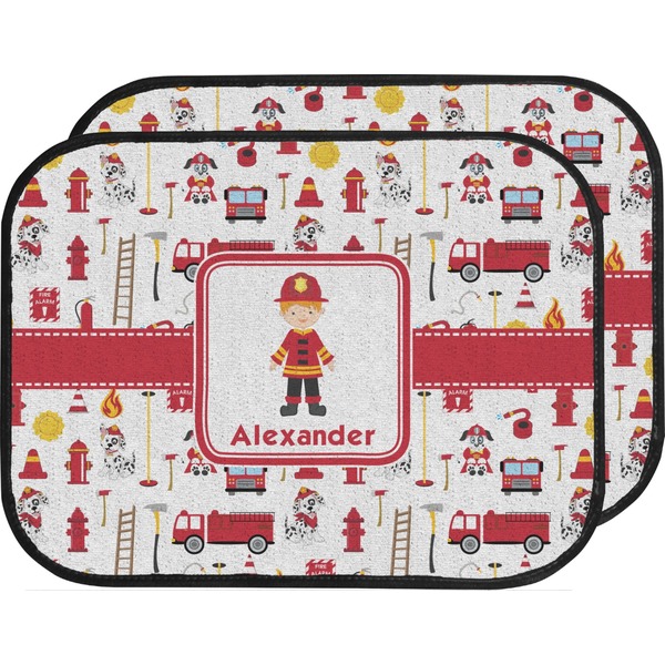 Custom Firefighter Character Car Floor Mats (Back Seat) w/ Name or Text