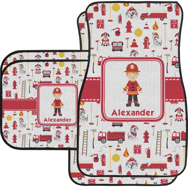 Custom Firefighter Character Car Floor Mats Set - 2 Front & 2 Back w/ Name or Text