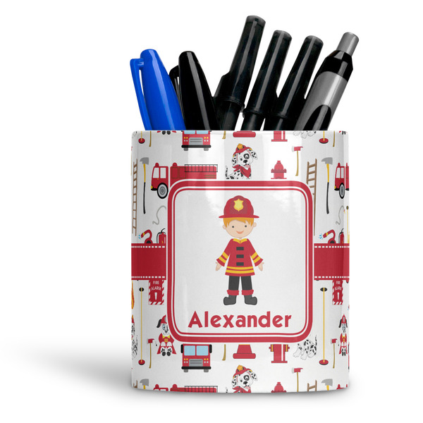 Custom Firefighter Character Ceramic Pen Holder