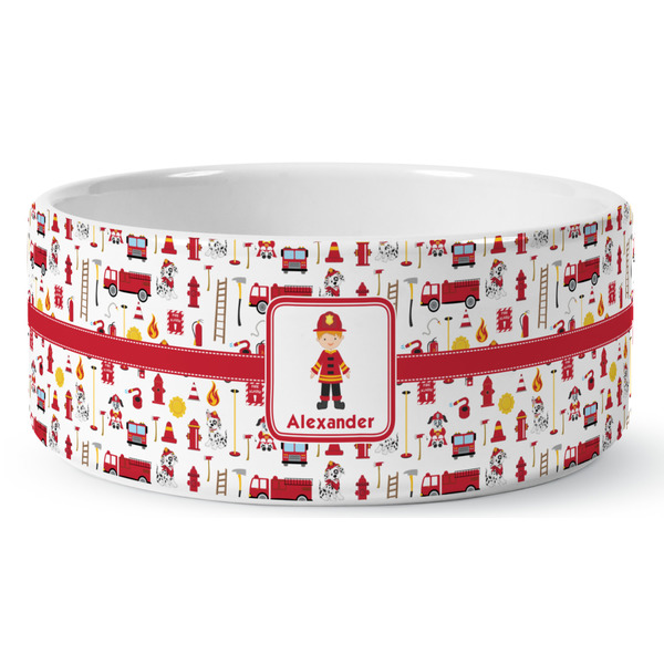 Custom Firefighter Character Ceramic Dog Bowl (Personalized)