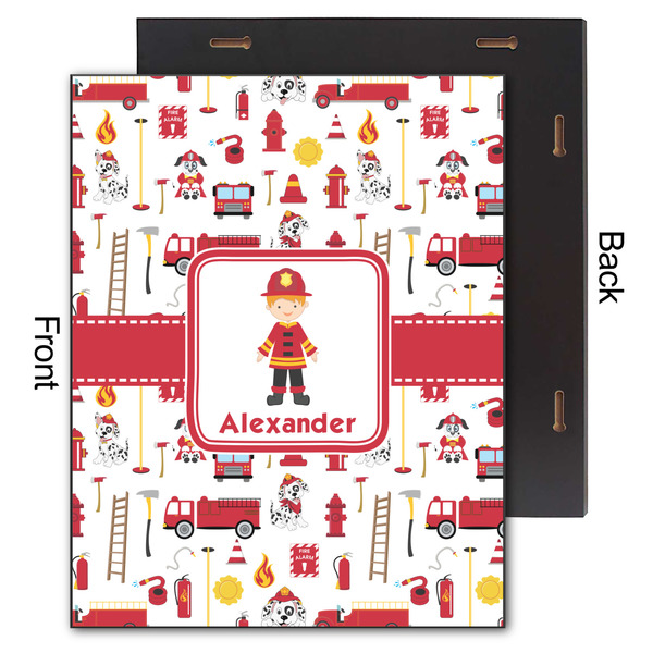Firefighter Character 11x14 Wood Print - Front & Back View