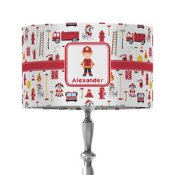 Firefighter Character 12" Drum Lamp Shade - Fabric (Personalized)