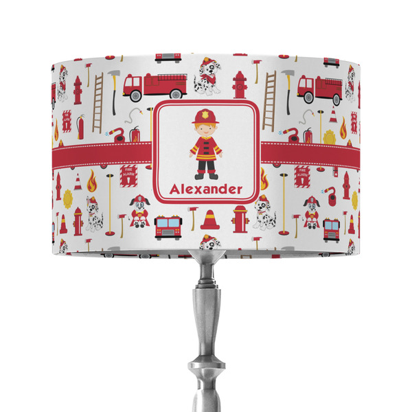 Custom Firefighter Character 12" Drum Lamp Shade - Fabric (Personalized)