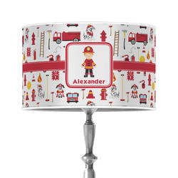 Firefighter Character 12" Drum Lamp Shade - Poly-film (Personalized)