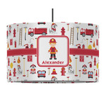 Firefighter Character 12" Drum Pendant Lamp - Fabric (Personalized)