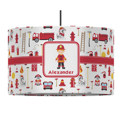 Firefighter Character 12" Drum Pendant Lamp - Fabric (Personalized)