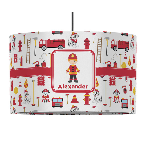 Firefighter Character 12" Drum Lampshade - PENDANT (Fabric)