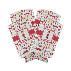 Firefighter Character Can Cooler (tall 12 oz) - Set of 4 (Personalized)