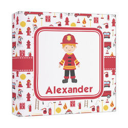 Firefighter Character Canvas Print - 12x12 (Personalized)