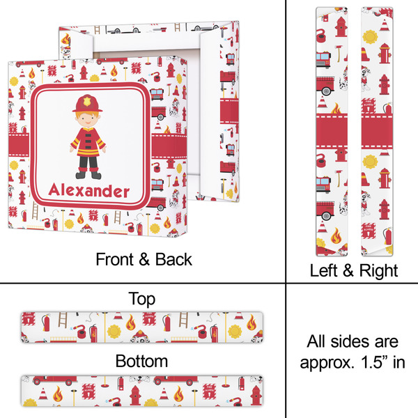 Firefighter Character 12x12 - Canvas Print - Approval
