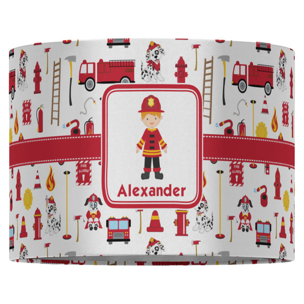 Firefighter Character 16" Drum Lampshade - FRONT (Fabric)