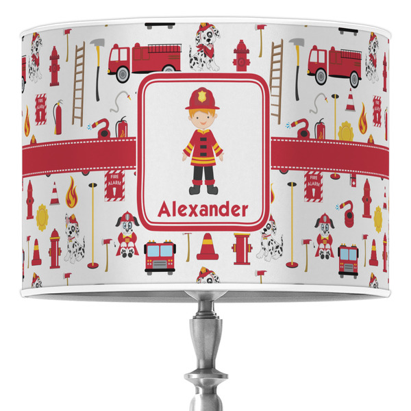 Custom Firefighter Character 16" Drum Lamp Shade - Poly-film (Personalized)