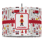 Firefighter Character 16" Drum Pendant Lamp - Fabric (Personalized)