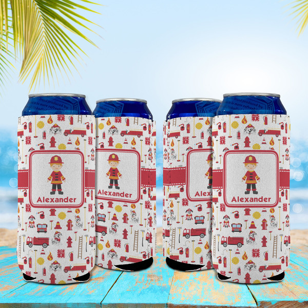Firefighter Character 16oz Can Sleeve - Set of 4 - LIFESTYLE