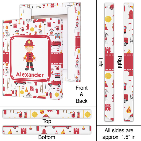 Firefighter Character 16x20 - Canvas Print - Approval