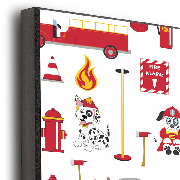 Firefighter Character 16x20 Wood Print - Closeup