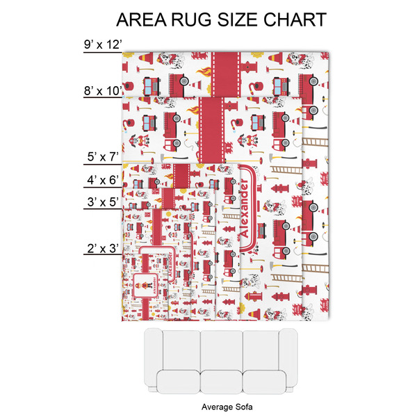 Firefighter Character 2'x3' Indoor Area Rugs - Size Chart