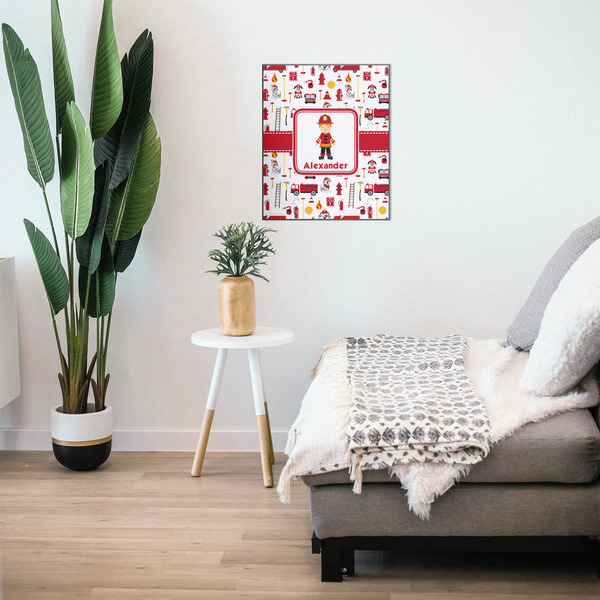 Firefighter Character 20x24 Wood Print - In Context