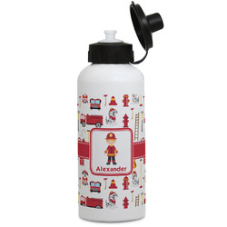 Firefighter Character Water Bottles - Aluminum - 20 oz - White (Personalized)