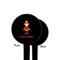 Firefighter Character Black Plastic 4" Food Pick - Round - Single Sided - Front & Back