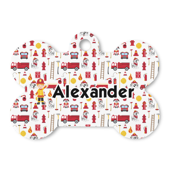 Custom Firefighter Character Bone Shaped Dog ID Tag (Personalized)
