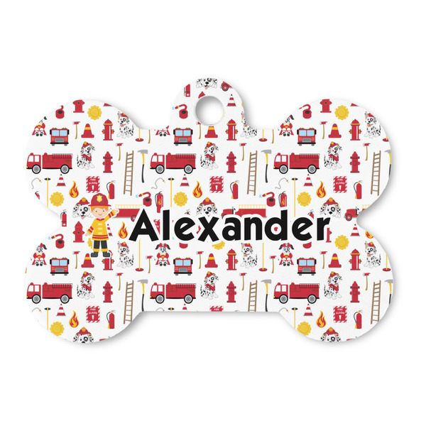 Custom Firefighter Character Bone Shaped Dog ID Tag - Large (Personalized)