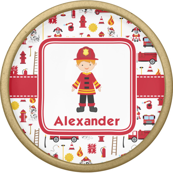 Firefighter Character Cabinet Knob - Gold - Front