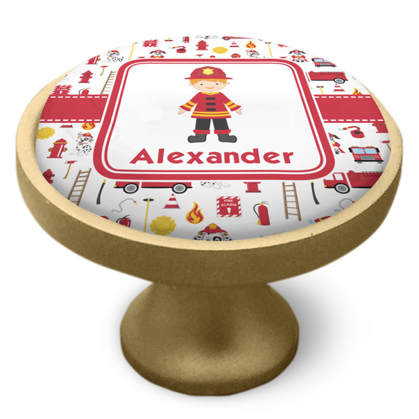 Firefighter Character Cabinet Knob - Gold - Side