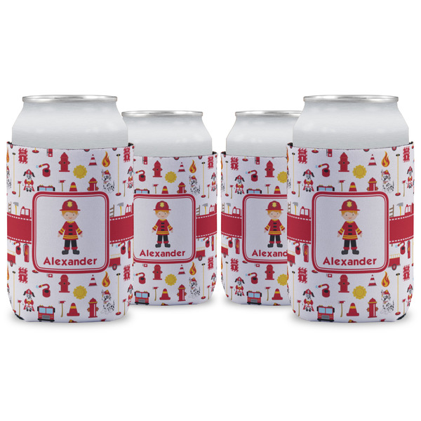 Custom Firefighter Character Can Cooler (12 oz) - Set of 4 w/ Name or Text