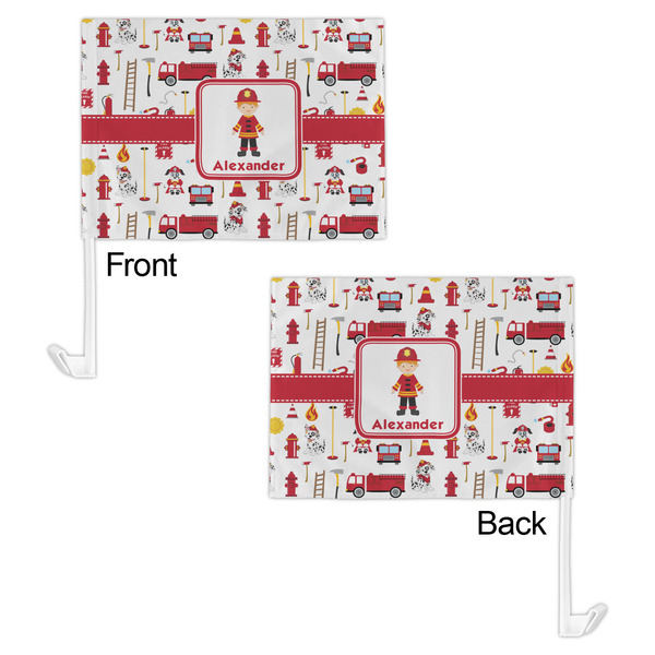 Firefighter Character Car Flag - 11" x 8" - Front & Back View
