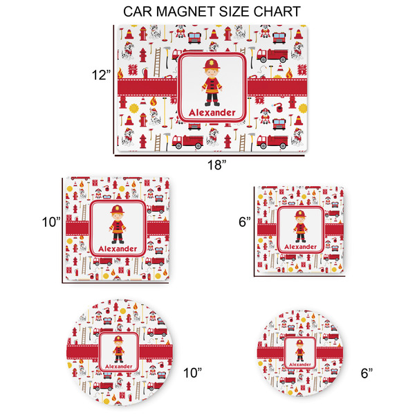Firefighter Character Car Magnets - SIZE CHART