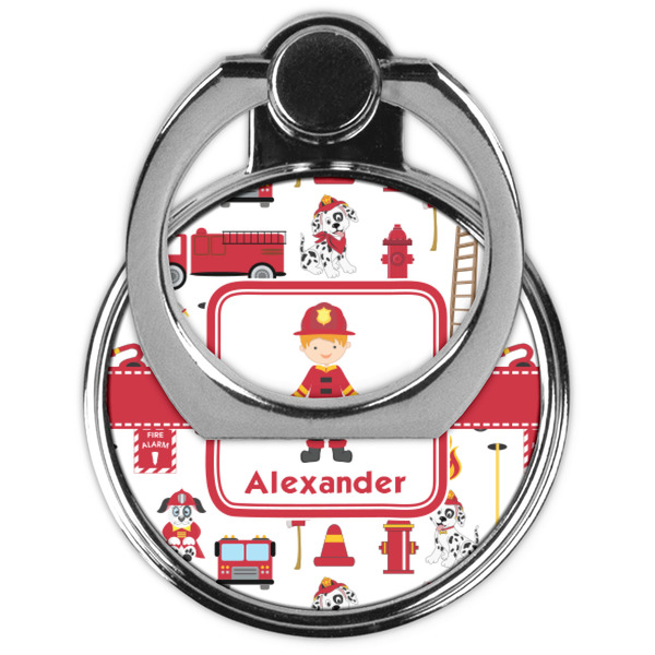 Firefighter Character Cell Phone Ring Stand & Holder - Front (Collapsed)