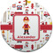 Firefighter Character Ceramic Flat Ornament - Circle (Front)