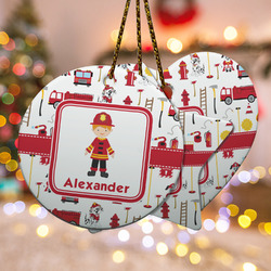 Firefighter Character Ceramic Ornament w/ Name or Text