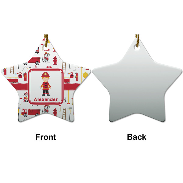Firefighter Character Ceramic Flat Ornament - Star Front & Back (APPROVAL)