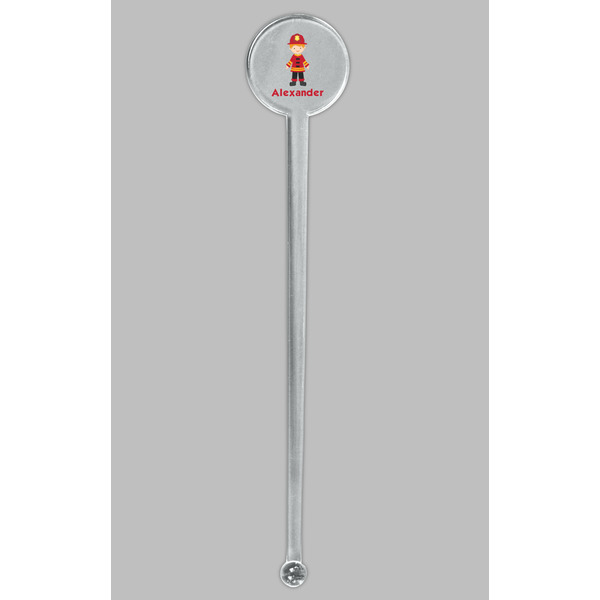 Firefighter Character Clear Plastic 7" Stir Stick - Round - Single Stick