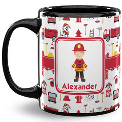 Firefighter Character 11 Oz Coffee Mug - Black (Personalized)