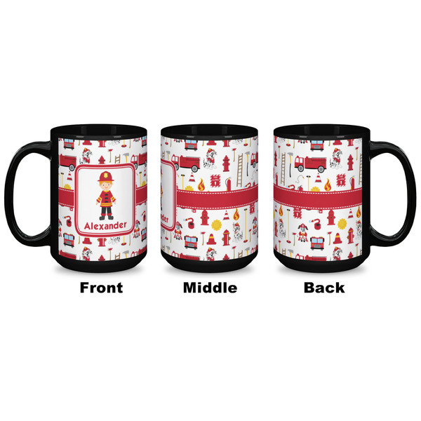 Firefighter Character Coffee Mug - 15 oz - Black APPROVAL