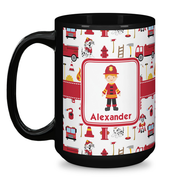 Firefighter Character Coffee Mug - 15 oz - Black