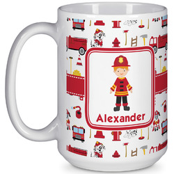 Firefighter Character 15 Oz Coffee Mug - White (Personalized)