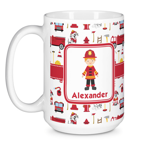 Firefighter Character Coffee Mug - 15 oz - White