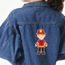 Firefighter Character Twill Iron On Patch - Custom Shape - 2XL - Set of 4