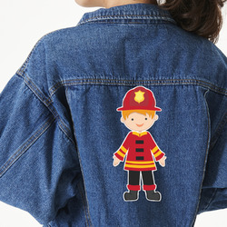 Firefighter Character Twill Iron On Patch - Custom Shape - 3XL