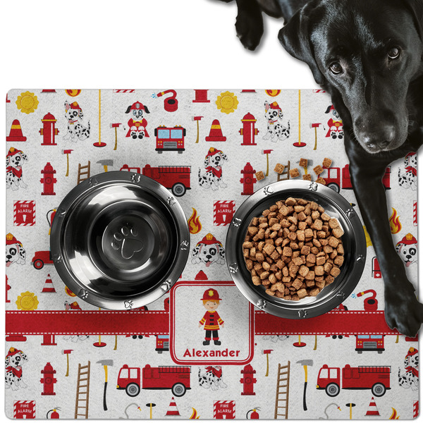 Firefighter Character Dog Food Mat - Large LIFESTYLE